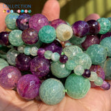 6-10mm Green Purple Dragon Veins Agate Round Beads for DIY Jewelry Making
