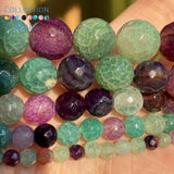 6-10mm Green Purple Dragon Veins Agate Round Beads for DIY Jewelry Making