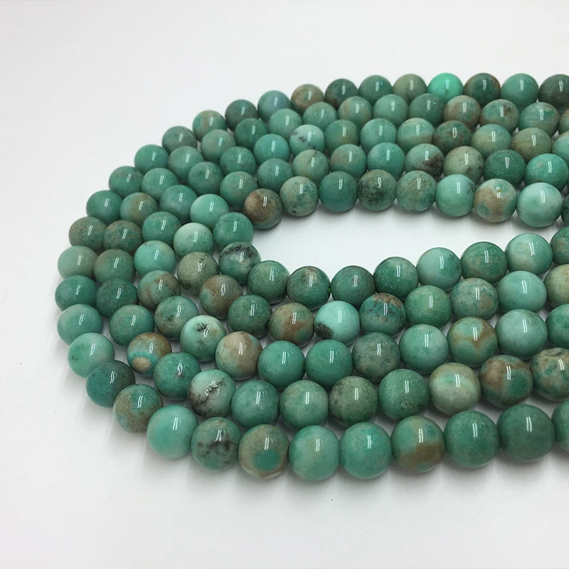 6-10mm Green Pine Agate Chalcedony Jades Loose Beads for DIY Jewelry Making