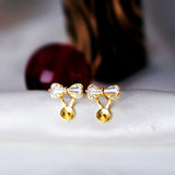 6-10mm Pearl Round Beads Stud Earrings 925 Silver Women Jewelry Setting