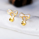 6-10mm Pearl Round Beads Stud Earrings 925 Silver Women Jewelry Setting