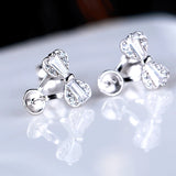 6-10mm Pearl Round Beads Stud Earrings 925 Silver Women Jewelry Setting