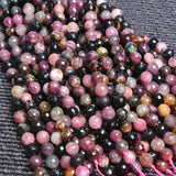 6-10mm Round 128 Faceted Mixed Tourmaline Beads
