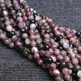 6-10mm Mixed Tourmaline Beads 128 Faceted Round Natural Stone Beads 15''