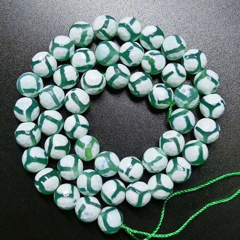 6-10mm Green Buddhism Buddha DZI Agates Beads 14'' DIY Beads