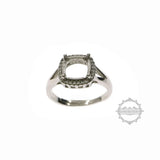 6-10mm CZ Square Stone Prong Setting 925 Silver Adjustable Ring Settings