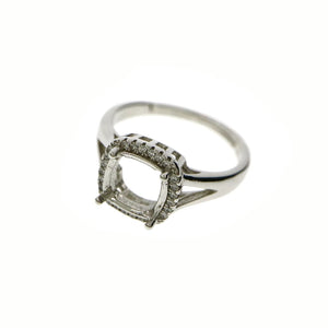 6-10mm CZ Square Stone Prong Setting 925 Silver Adjustable Ring Settings