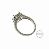 6-10mm CZ Square Stone Prong Setting 925 Silver Adjustable Ring Settings