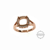 6-10mm CZ Square Stone Prong Setting 925 Silver Adjustable Ring Settings