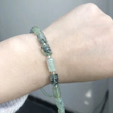 Faceted Green Prehnites Stone Cylinder Beads 7.5''