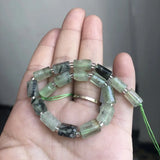 Faceted Green Prehnites Stone Cylinder Beads 7.5''