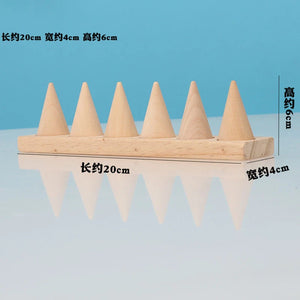 Solid Wood Jewelry Rings Display Stand Cone Storage Rack
