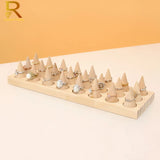 Solid Wood Jewelry Rings Display Stand Cone Storage Rack