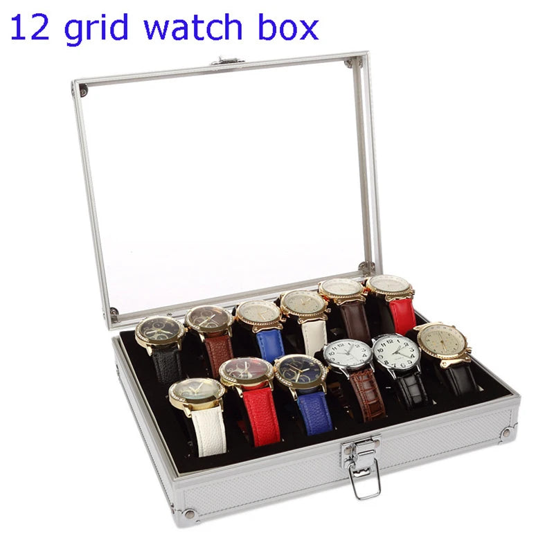 6/12 Grids Watch Display Box Case Locked Jewelry Storage