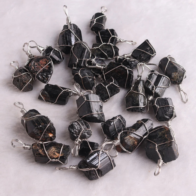 10-25mm Natural Tourmaline Stone Pendants - Set of 12