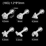 16g Ear Piercing Earring Set Heart Flower Triangle Moon Star Lip Labret