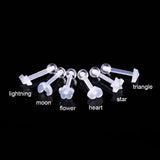 16g Ear Piercing Earring Set Heart Flower Triangle Moon Star Lip Labret