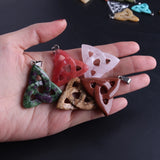 Triangle Hollow Out Natural Stone Necklace Pendant Druzy Chakra Pendulum