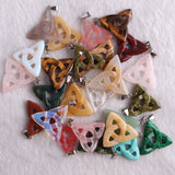 Triangle Hollow Out Natural Stone Necklace Pendant Druzy Chakra Pendulum