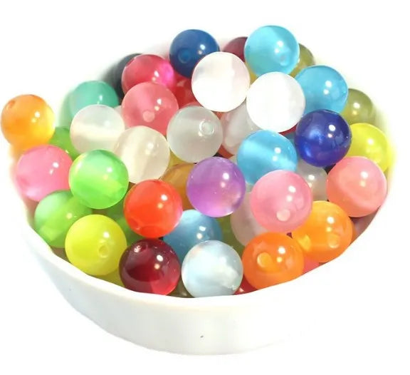 Rainbow Resin Bead Spacer Flat Beads for Jewelry Making Bracelet