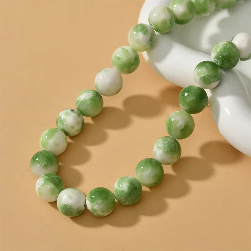 6-12mm Green Milk Cover Persian Jade Round Beads for Jewelry Making