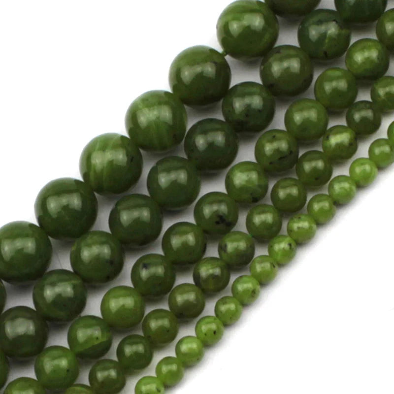 6-12mm Green Canada Jade Gemstone Beads Round DIY Loose Beads for Jewelry Making