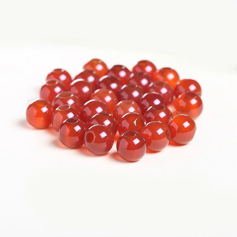 6-12mm Natural Red Agates Stone Smooth Round Beads 50Pcs