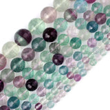 6-12mm Natural Round Fluorite Beads, 128 Faceted, 15'' DIY Bracelets