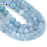 6-12mm Natural Stone Beads Aquamarines Chalcedony Round Loose Beads
