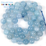 6-12mm Natural Stone Beads Aquamarines Chalcedony Round Loose Beads