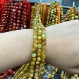 Natural Yellow Tiger Eye Stone Beads 6-12mm Round Faceted DIY Loose Beads