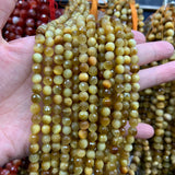 Natural Yellow Tiger Eye Stone Beads 6-12mm Round Faceted DIY Loose Beads