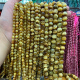Natural Yellow Tiger Eye Stone Beads 6-12mm Round Faceted DIY Loose Beads