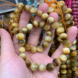 Natural Yellow Tiger Eye Stone Beads 6-12mm Round Faceted DIY Loose Beads