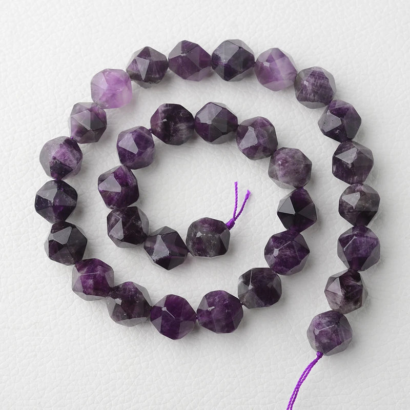 6-12mm Faceted Dark Purple Amethyst Beads 15''