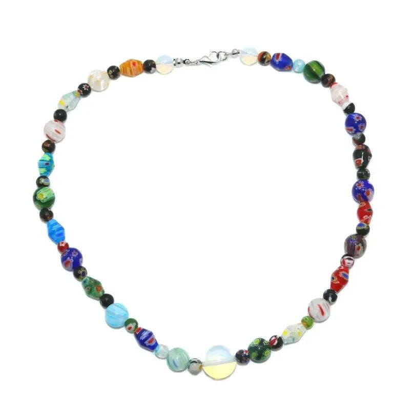 Thousand Flowers Glass Opal Necklace Set