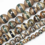 6-14mm Green Tibet Dzi Agate Beads, DIY Jewelry Making