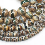 6-14mm Green Tibet Dzi Agate Beads, DIY Jewelry Making