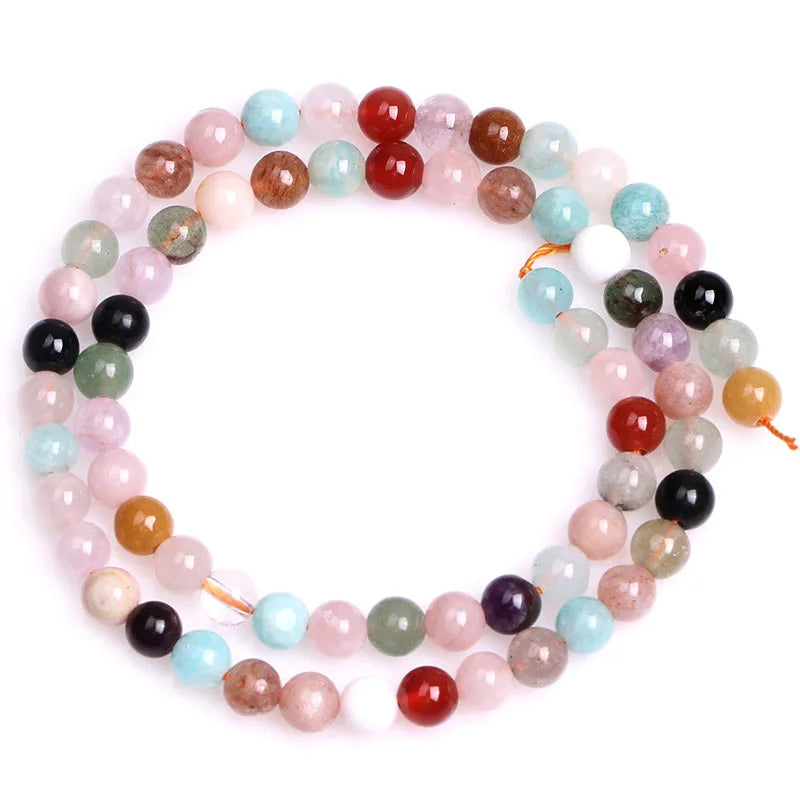 6-14mm Multicolor Gem Stone Beads Round Loose DIY Beads For Jewelry Making 15''