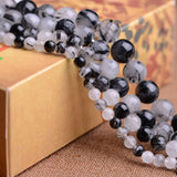 Natural Round Rutilated Quartz Beads 6-14mm for DIY Jewelry Making