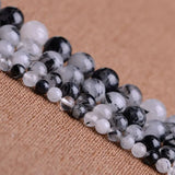 Natural Round Rutilated Quartz Beads 6-14mm for DIY Jewelry Making
