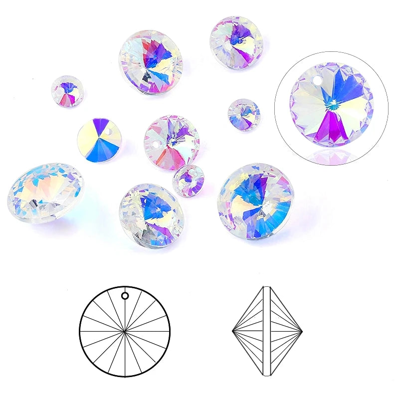 6-14mm Rivoli crystal pendant glass beads DIY Jewelry Making