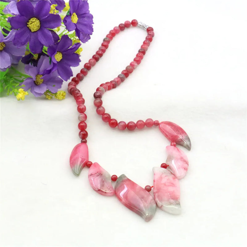 6-14mm Orange Jades Necklace Natural Stone Chalcedony Neck Wear