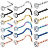 20G Stainless Steel Nose Rings Stud Set 1.5/2/2.5/3mm CZ Screw L Shaped Bone Nos