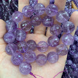 6-18mm Amethyst Stone Beads 15'' Faceted Round DIY Loose Beads