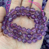 6-18mm Amethyst Stone Beads 15'' Faceted Round DIY Loose Beads