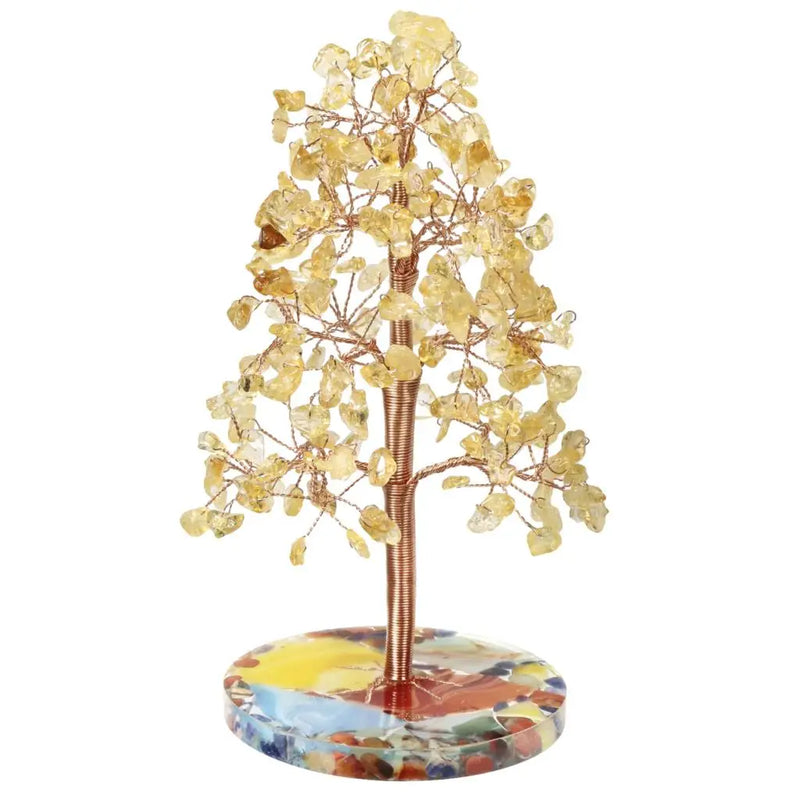 Natural Citrine Crystal Tree Agate Base Lucky Money Tree Feng Shui Decoration