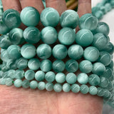 6-20mm Green Angelite Stone Beads 15?? Round DIY Loose Beads