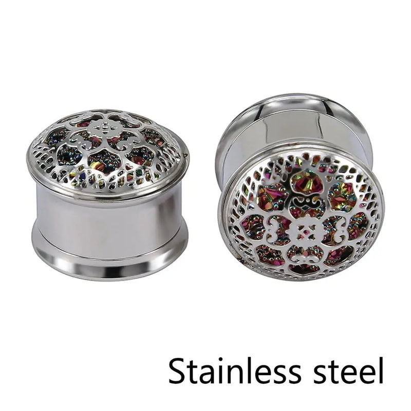 6-25mm Ear Tunnels Stainless Steel Plugs & Tunnels Colorful Stone Ear Plugs