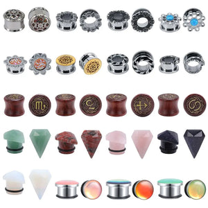 6-25mm Ear Tunnels Stainless Steel Plugs & Tunnels Colorful Stone Ear Plugs